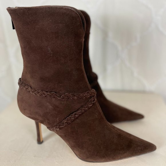 Jimmy Choo Brown Suede Boot with Braided Detail - Picture 3 of 5